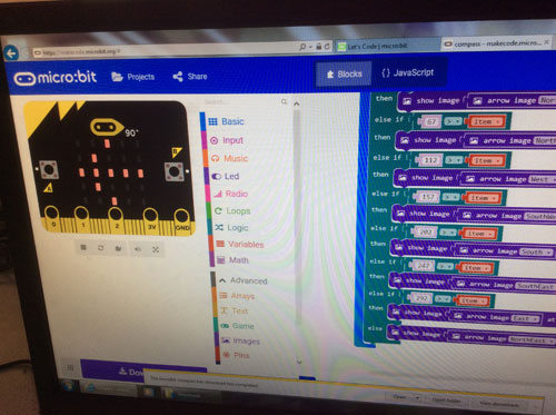 micro:bit compass with arrows