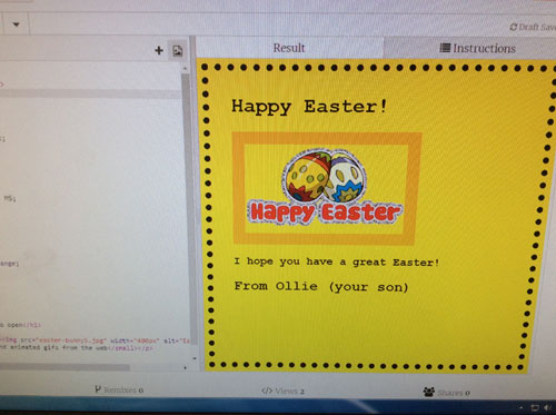 An Easter card using HTML