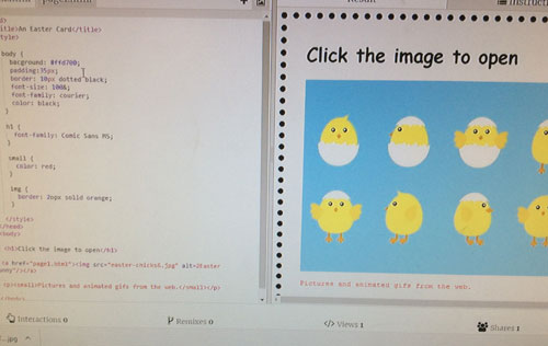 An Easter card using HTML