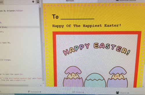 An Easter card using HTML