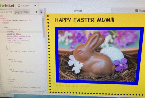 An Easter card using HTML